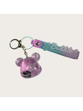 Glitter Filled Floating Kitty Pink Keychain Gradient Bubble Strap Metal Clasp